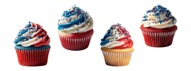 USA flag them cupcakes isolated on Transparent Background


