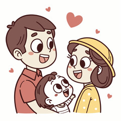 Happy family with hearts love happiness