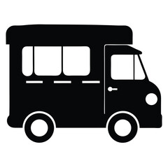 School bus vector, transportation vehicle icon, student bus silhouette

