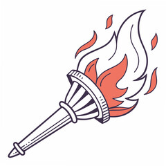 Torch with orange flames fire burning