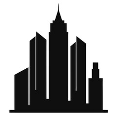 Urban skyscraper vector, black and white city skyline icon, architecture landscape

