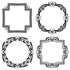 Modern and Elegant Vintage Decorative Floral Frames Vector Collection