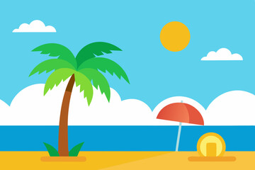 Obraz premium A Colorful Summer Holiday Background Featuring A Tropical Beach With Fun Elements