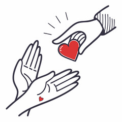 Obraz premium Giving receiving red heart hands open hands