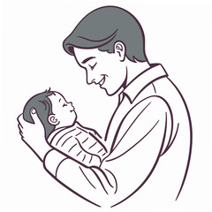 Father holding baby with love newborn