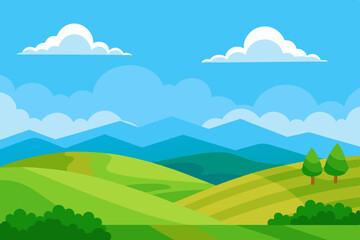 Obraz premium An Idyllic Countryside Scene With Undulating Green Hills And A Peaceful Vibe