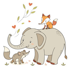 Elephant fox and mouse friendship baby animals