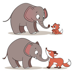 Elephant and fox interaction baby animals friendship