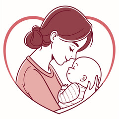 Mother holding baby tenderly love family