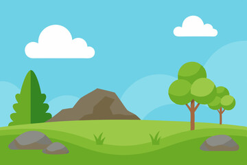 A Flat Vector Graphic Of A Scenic Park On A Clear Day For A Modern And Clean Look