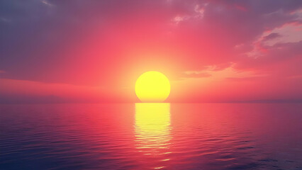 Sun setting over the water with pink and purple sky