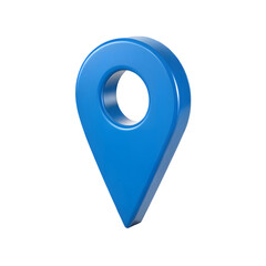 3D Map Pin Marker – Blue Location Icon Isolated on White Background