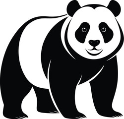 panda silhouette, bamboo vector, animal illustration