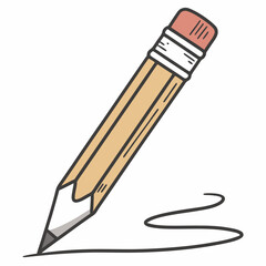 Yellow pencil drawing a wavy line writing stationery