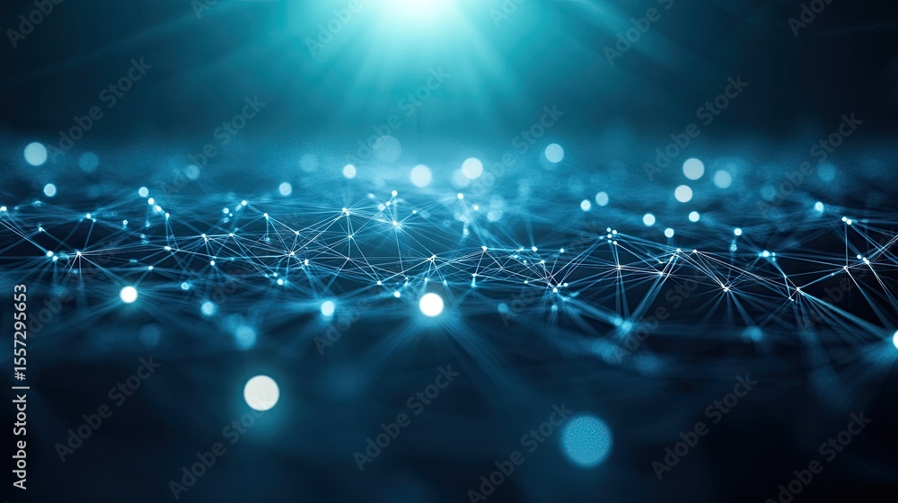 Poster abstract network of interconnected points and lines.