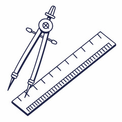 Drawing compass and ruler measuring tool drafting tool