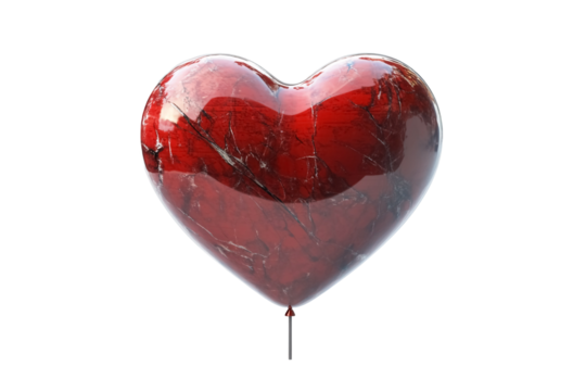 Red heart-shaped balloon isolated on white background, 3D