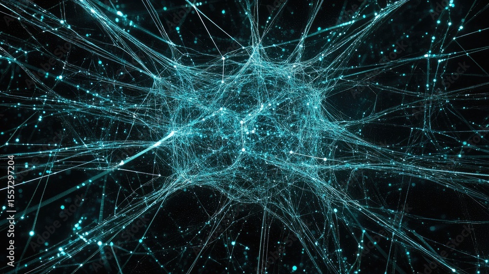 Poster complex network of interconnected lines and points.