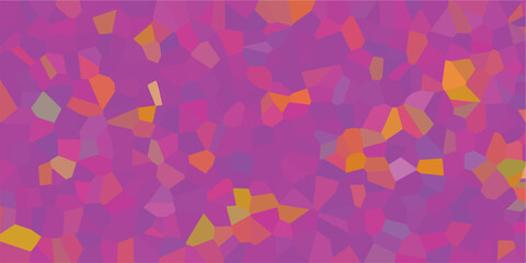 Mosaic of geometric shapes in shades of purple and orange creating a vibrant decorative design concept for digital art projects and visual displays