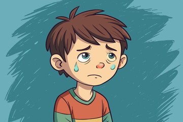 A boy with a scraped knee frowns, holding back tears with bravery