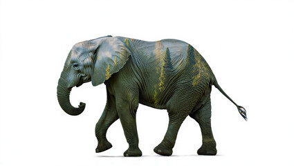 Obraz premium African Elephant Double Exposure: Serene Forest Landscape, Majestic Wildlife, Conservation Theme