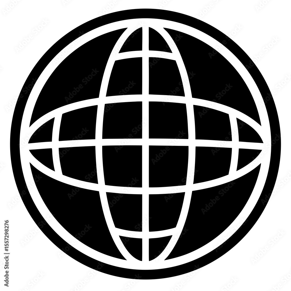 Aufkleber globe icon vector - generative ai linocut silhouette design