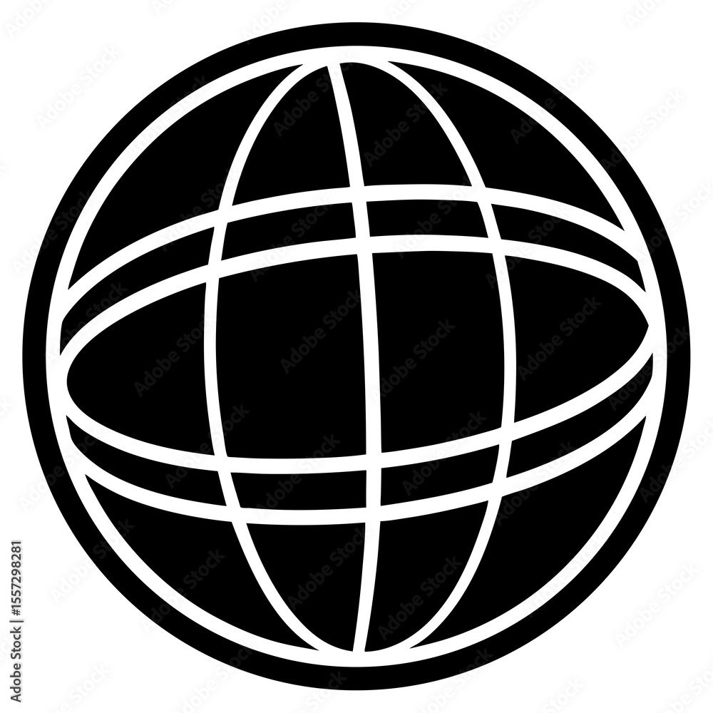Poster globe icon vector - generative ai linocut silhouette design