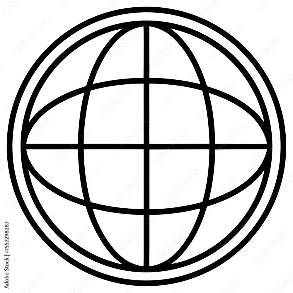 Fototapete globe icon vector - generative ai linocut silhouette design