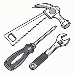 Hammer saw screwdriver adjustable wrench tools