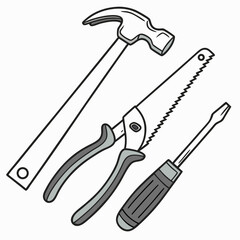 Hammer saw pliers screwdriver tool set tools