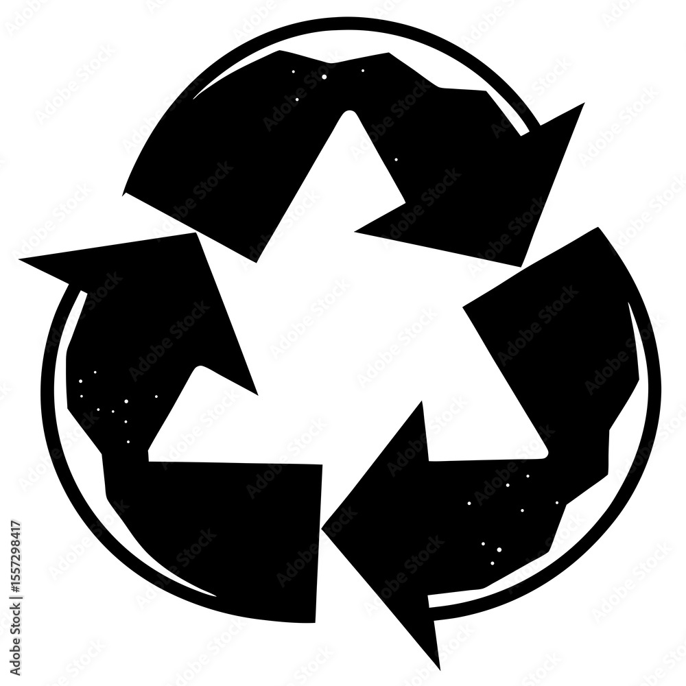 Fototapete recycle earth icon - generative ai vector & linocut silhouette design for sustainable concepts