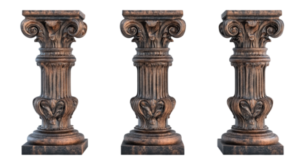 Set of ancient pillars isolated on white background, 3D