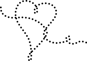 Dotted line heart for romantic love or valentine