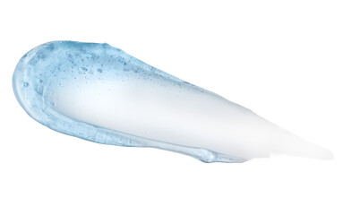 Clear facial gel swatch on white background. Skincare transparent moisturizer product sample