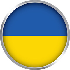 round icon of ukraine national flag with horizontal blue and yellow stripes symbolizing sky and wheat fields

