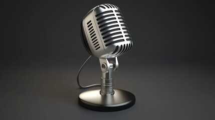 Fototapeta premium Vintage Microphone on Stand with Dark Background for Music Themes