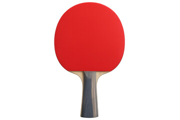 Red table tennis paddle isolated on transparent background, perfect for sports and competition visuals