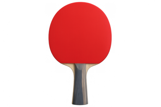 Red table tennis paddle isolated on transparent background, perfect for sports and competition visuals