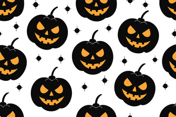 Spooky jackolantern pattern isolated on white background