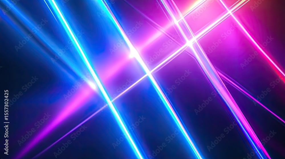 Poster vibrant neon lines intersect in a dynamic abstract design.