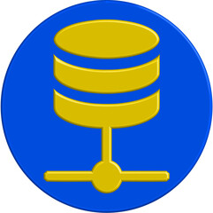 Golden Database Network Icon - Connected Data Storage