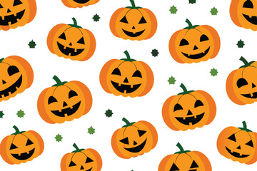 Smiling jackolanterns and stars isolated on white background