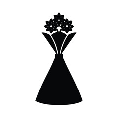Flower bouquet in vase vector silhouette illustration