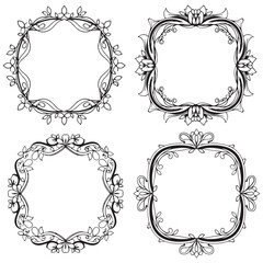 Whimsical and Modern Vintage Decorative Floral Frames Vector Collection