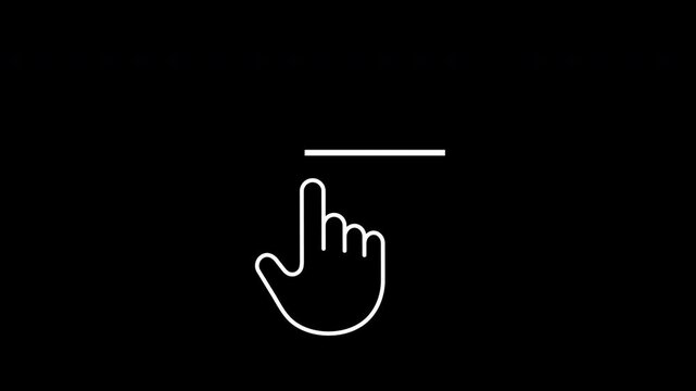 The hand indicates the direction of action or movement to the left. Animated icon for visualizing the action, video instructions