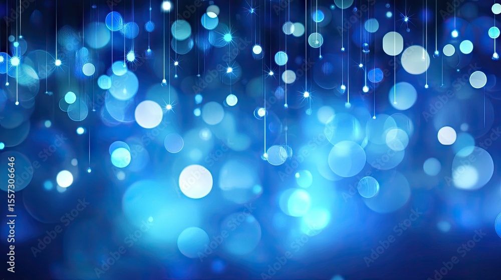 Poster abstract background design with blue bokeh lights.