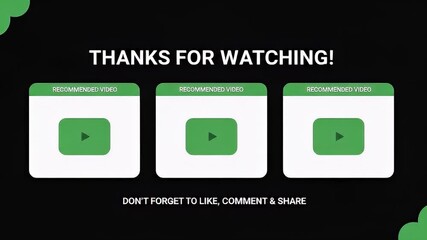 Clean and Modern Video End Screen Template with Recommended Videos and Call to Action