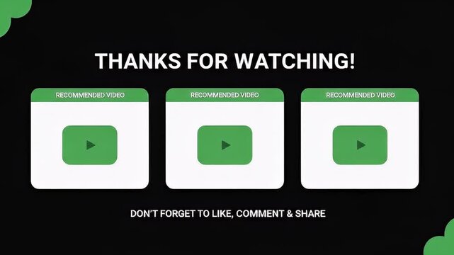 Clean and Modern Video End Screen Template with Recommended Videos and Call to Action