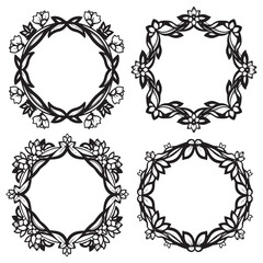 Dreamy and Rustic Vintage Decorative Floral Border Vector Collection