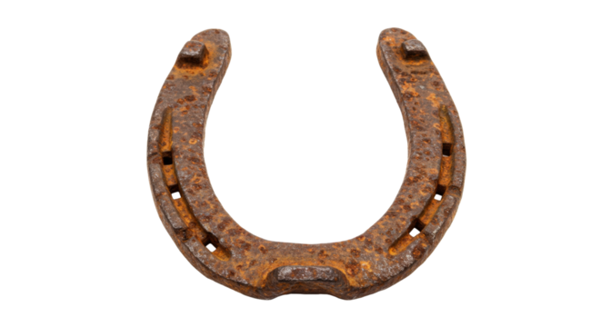 old rusty horseshoe isolated on transparent background